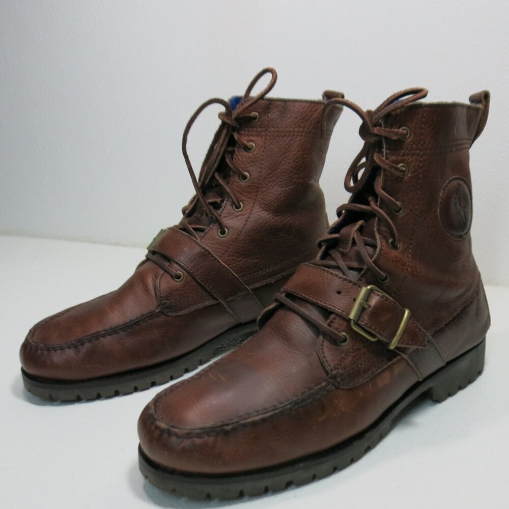 Polo Ranger by Ralph Lauren Brown Leather Lace-Up Buckle Boots